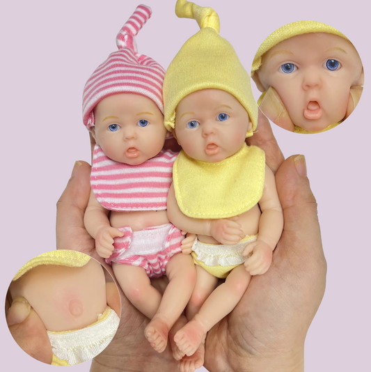 Mini tenyérnyi újjászületett lánybaba rózsaszínben – 15 cm, kézzel készített szilikon kincs